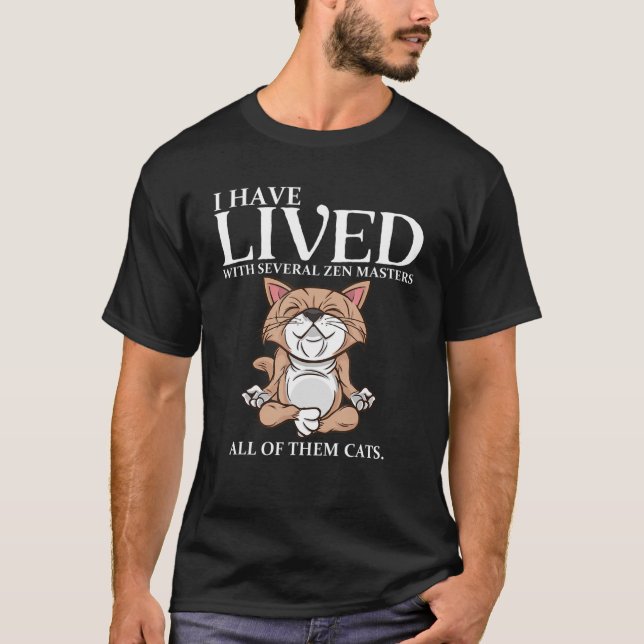 Camiseta Gato Proprietário Budista Yoga Zen Meditação Espir (Frente)