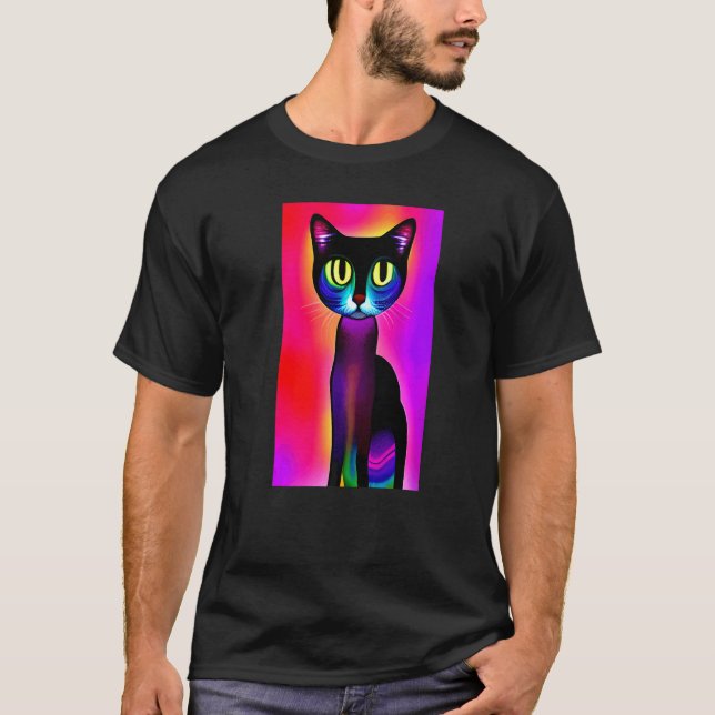 Camiseta gato psicodélico (Frente)