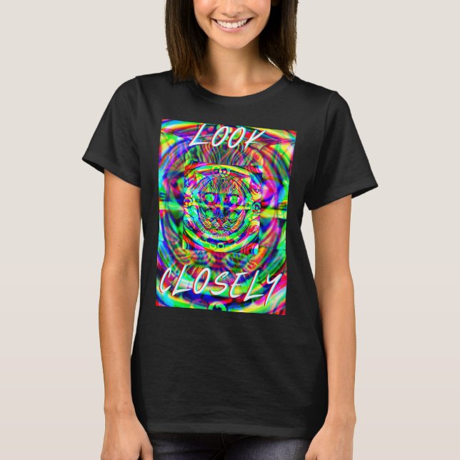 Camiseta Gato Psicodélico Chá Superdimensionada (Frente)