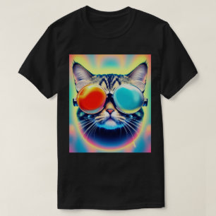 Camiseta Gato Psicodélico Louco Gato Psiconauta Gato Branco