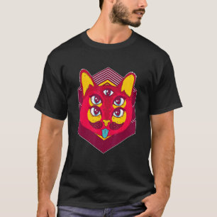 Camiseta Gato Psicodélico Para Gato Crianças Meninos Meni