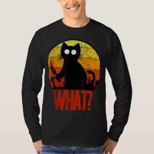 Camiseta Gato Psicopata Negra Assassino Que Faca Faca Festa