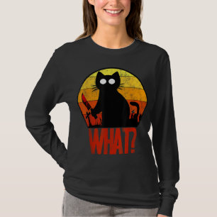 Camiseta Gato Psicopata Negra Assassino Que Faca Faca Festa
