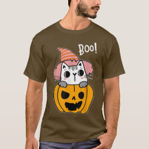 Camiseta Gato Pumpkin Preguiçoso Vestido Halloween Gatinho 