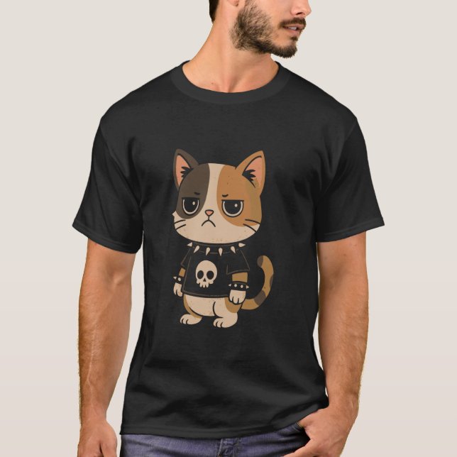 Camiseta Gato Punk Gótico (Frente)