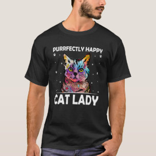 Camiseta Gato Puramente Feliz Senhora Cat Mãe Bonita Gato D