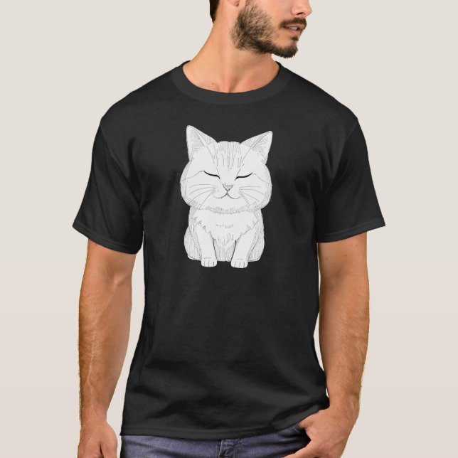 Camiseta Gato Puramente Pacífico - TSQ de Arte de Gatinho R (Frente)