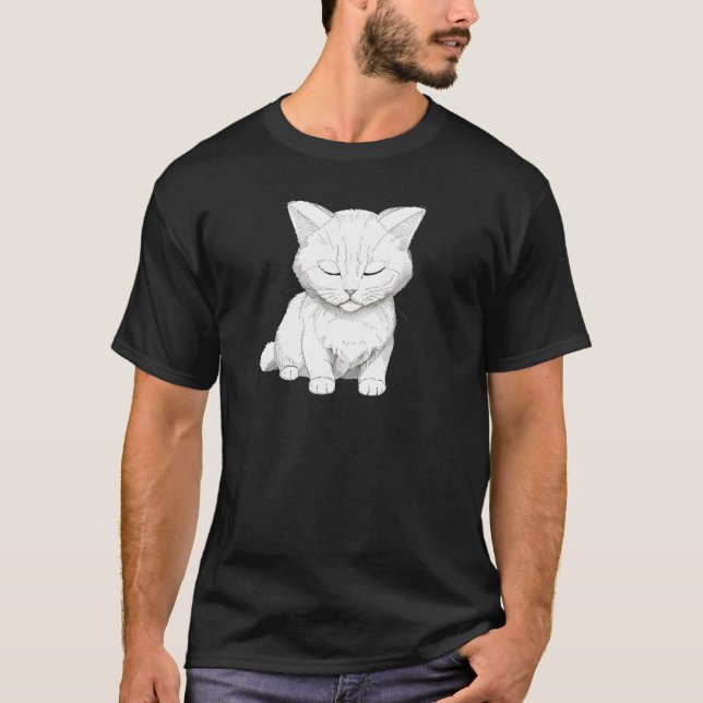 Camiseta Gato Puramente Pacífico - TSQ de Arte de Gatinho R (Frente)