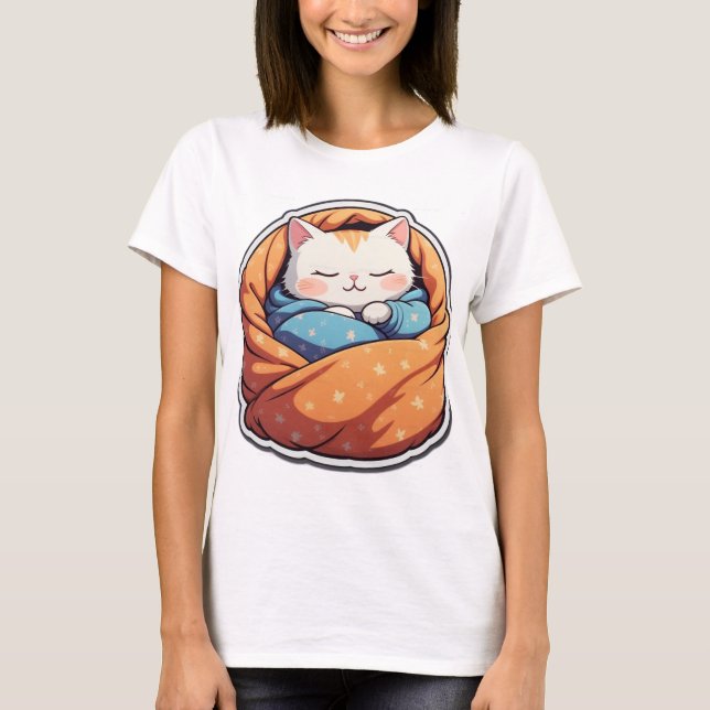 Camiseta Gato Puramente Preguiçosa - Design Cozy e (Frente)