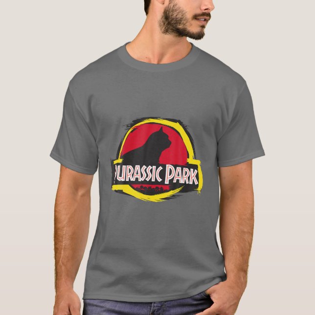 Camiseta Gato Purassico Park - T Engraçado Para Pás De Gato (Frente)