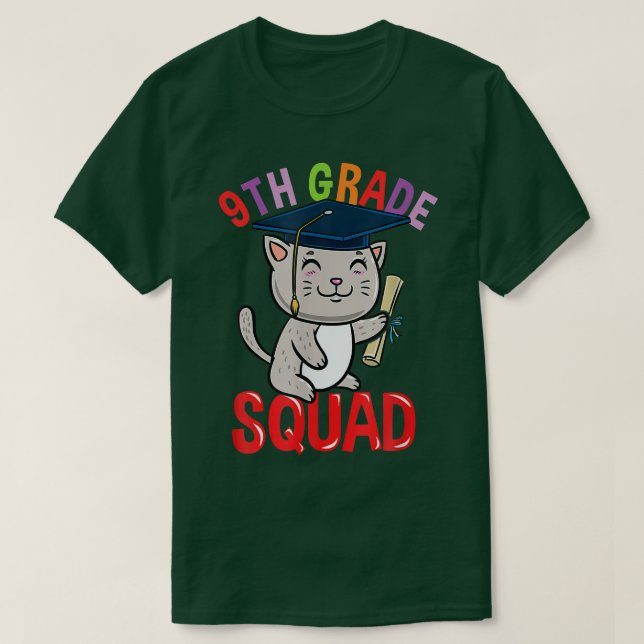 Camiseta Gato Quadrado do Grau 9H Volta à Escola (Frente do Design)