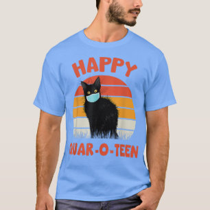 Camiseta Gato QuarOTeen Feliz com Cabelo Preto de Máscara