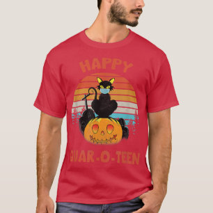 Camiseta Gato QuarOTeen Feliz com Cabelo Preto de Máscara