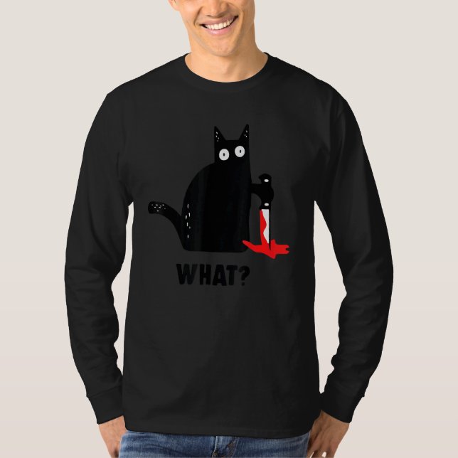 Camiseta Gato Que Ca Preto, Gato Assassino Com Faca (Frente)
