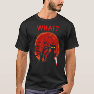 Camiseta Gato Que Gato Negro Assassino Com Faca Halloween