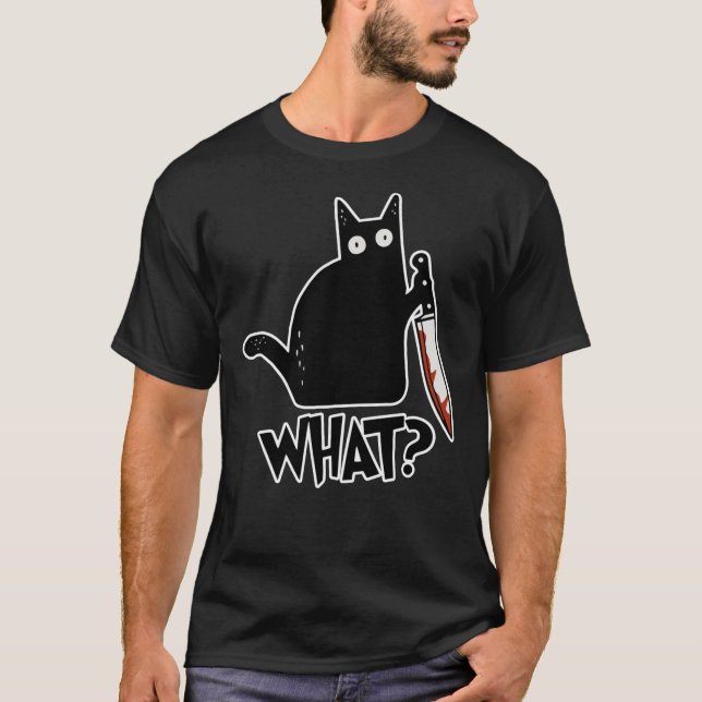 Camiseta Gato Que Gato Negro Assassino Com Faca Presente Pr (Frente)