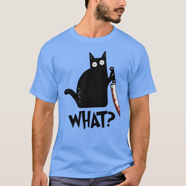 Camiseta Gato Que Gato Negro Assassino Com Faca Presente Pr (Frente)