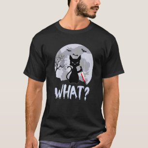 Camiseta Gato Que Gato Negro Assassino Com Knife Hallo