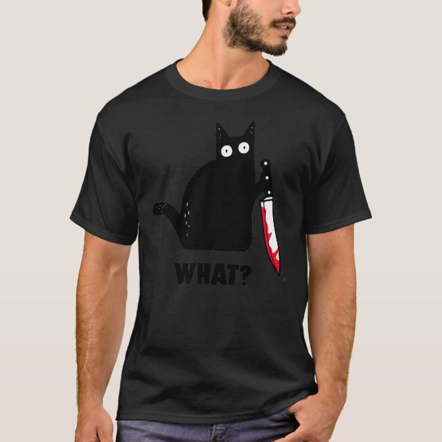 Camiseta Gato Que Gato Negro Engraçado, Gato Assassino Com  (Frente)