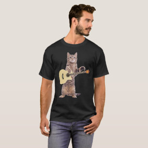 Camiseta Gato que joga o Tshirt da guitarra