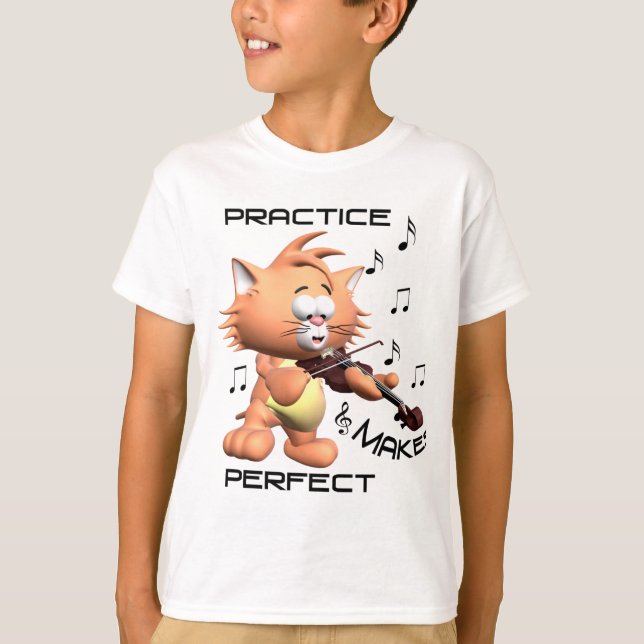 Camiseta Gato que joga t-shirt das meninas do violino " (Frente)