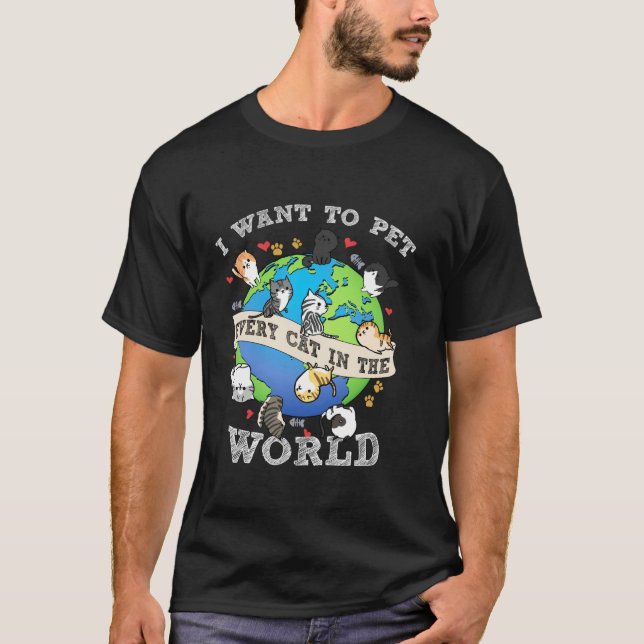 Camiseta Gato Que Quero Pôr Todos Os Gatos No Mundo Longa (Frente)