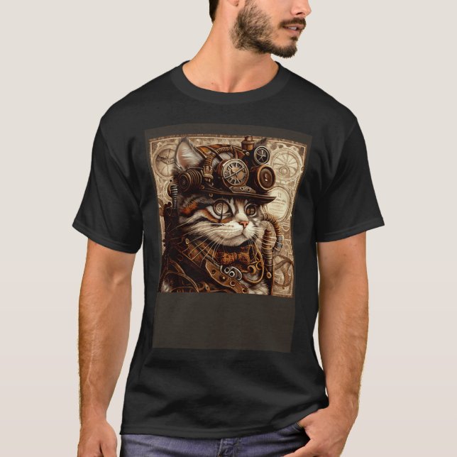 Camiseta Gato Quilting Steampunk (Frente)