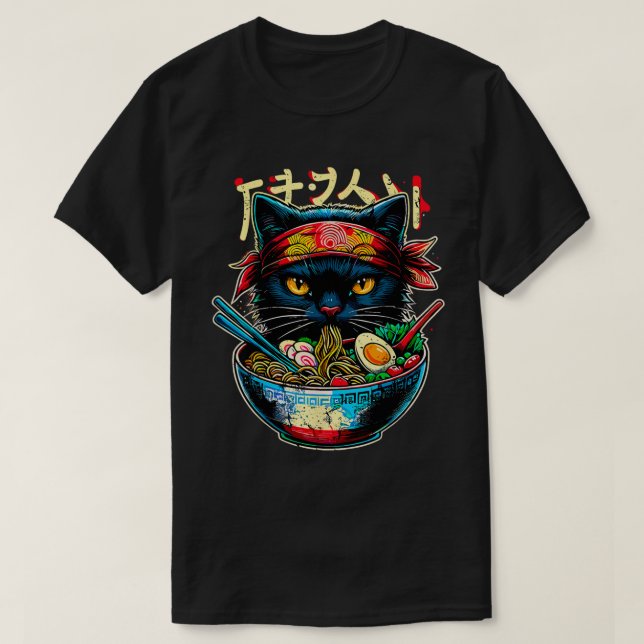 Camiseta Gato Ra Noodle Anime Japonês Kawaii Cats (Frente do Design)