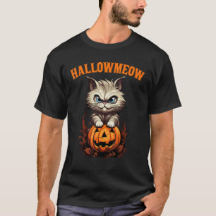 Camiseta Gato Ragamuffin Bruxa do Dia das Bruxas Chapéu Hal