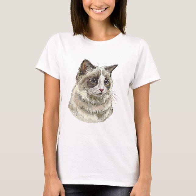 Camiseta Gato Ragdoll de desenho manual (Frente)