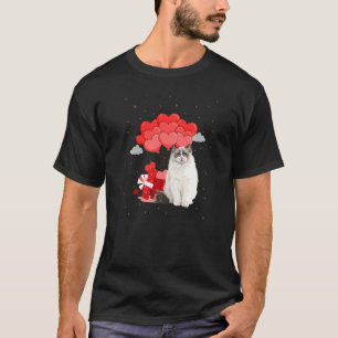 Camiseta Gato Ragdoll Dia dos Namorados Corações Balões