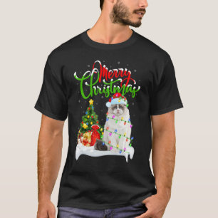 Camiseta Gato Ragdoll enfeites de Natal Papai Noel Ragdoll
