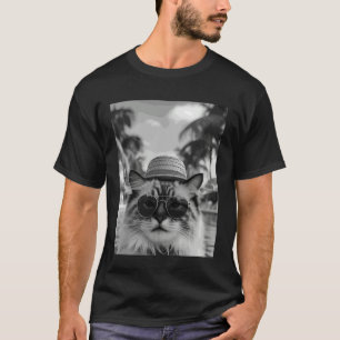 Camiseta Gato Ragdoll Engraçado Selfie Gato Férias de Verão