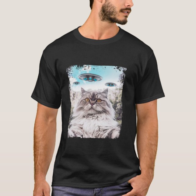 Camiseta Gato Ragdoll engraçado Selfie Selfie com OVNIs Ali (Frente)