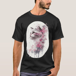 Camiseta Gato Ragdoll Flor de Cerejeira Japonesa Sakura