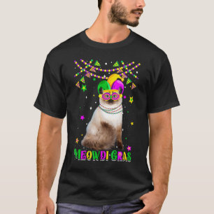 Camiseta Gato Ragdoll Meowdi Gras Carnaval Engraçado