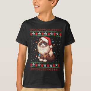 Camiseta Gato Ragdoll Natal Feio Gato Ragdoll Luzes de Nata