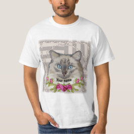 Camiseta Gato Ragdoll Rosas 