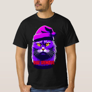 Camiseta Gato Rage Roxo em Santa Hat: Bah! Humbug Tee