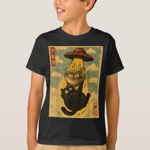 Camiseta Gato Ramen Engraçado Anime Japonês Ufo Homens Mulh