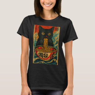 Camiseta Gato Ramen Engraçado Japonês Vintage Retro Amor po