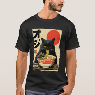 Camiseta Gato Ramen Estético Japonês Arte Ukiyo-e Anime