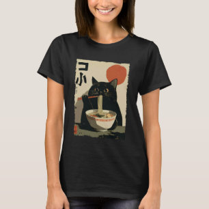 Camiseta Gato Ramen Estético Japonês Arte Ukiyo-e Anime