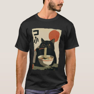 Camiseta Gato Ramen Estético Japonês Arte Ukiyo-e Anime