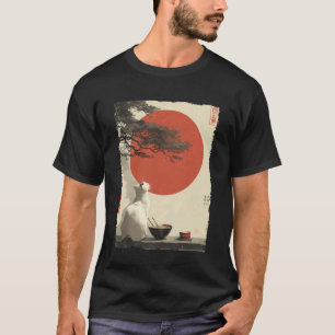 Camiseta Gato Ramen Estético Japonês Arte Ukiyo-e Anime