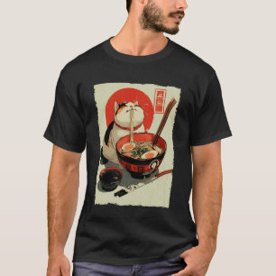 Camiseta Gato Ramen Estético Japonês Arte Ukiyo-e Anime
