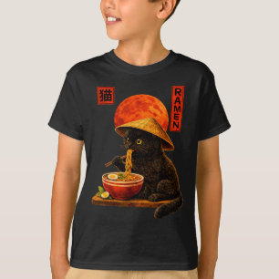 Camiseta Gato Ramen Gatinho Arte Japonesa Engraçada Gráfica