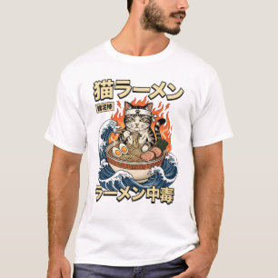 Camiseta Gato Ramen – Gato de Macarrão Japonês Kaw