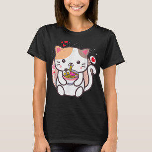 Camiseta Gato Ramen Japonês Estilo Vintage Kawaii