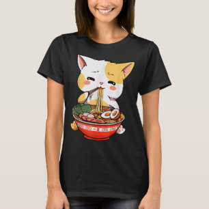 Camiseta Gato Ramen Japonês Estilo Vintage Kawaii